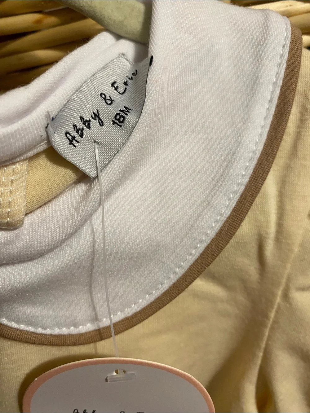 Abby & Evie Hand Stitched French Knot Cross Bubble Tan NWT Size 18 months